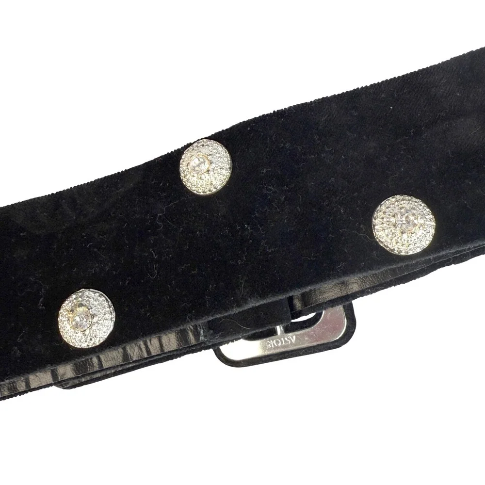 Vintage The Limited Rhinestone‎ Belt Velvet Womens Size Large Hollywood Glam